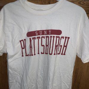 Plattsburgh State T Shirt Adult S White/Red SUNY College Rare